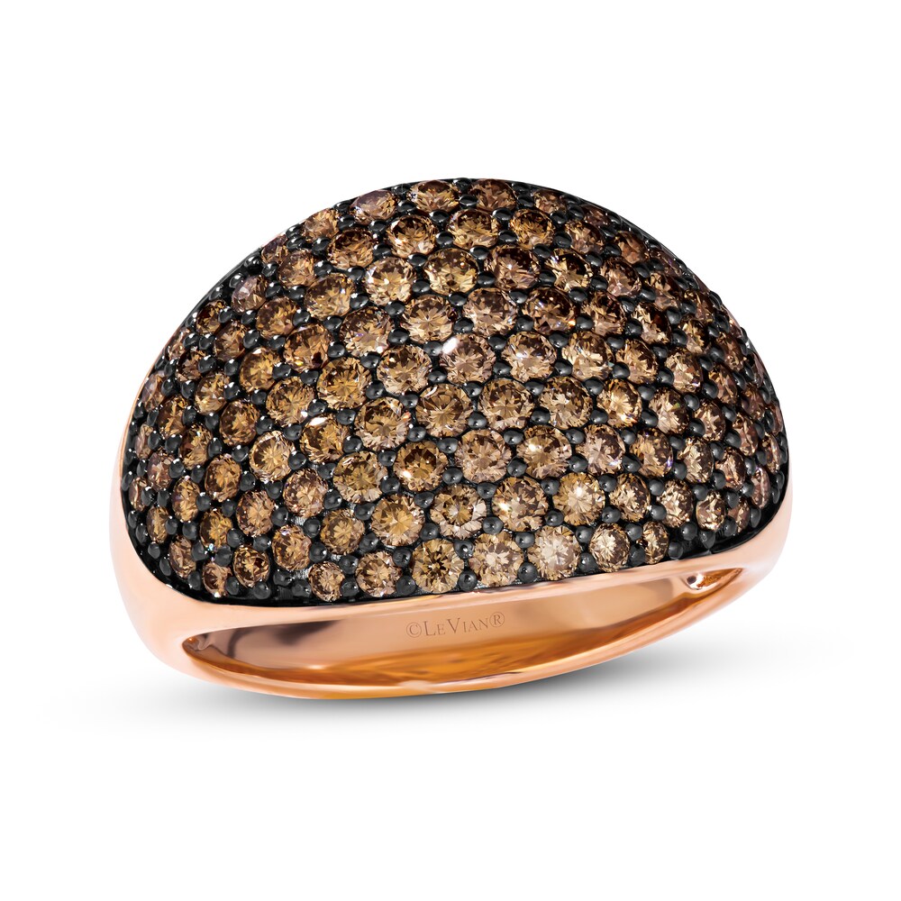 Le Vian Chocolate Diamond Ring 1 5/8 ct tw Round 14K Strawberry Gold pKjxaLMb