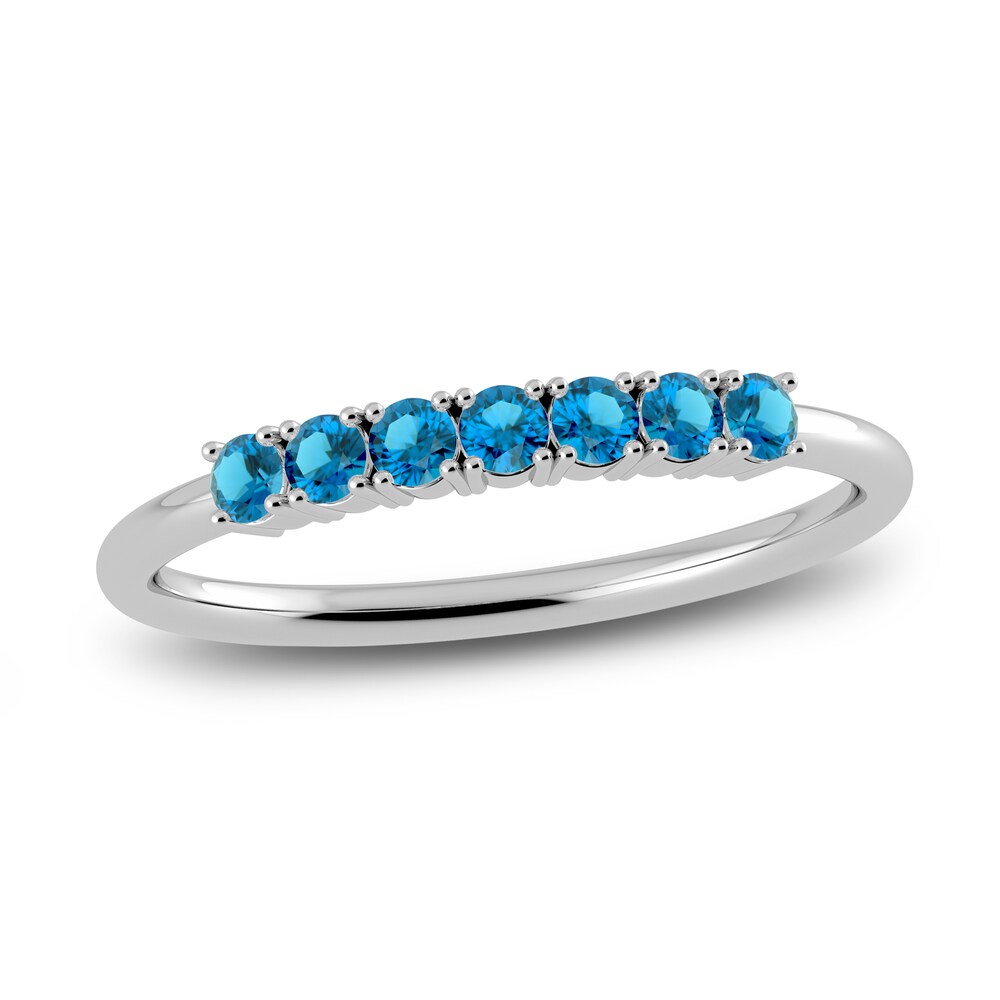 Juliette Maison Natural Blue Zircon Half Eternity Ring 10K White Gold pS6ApHSL Juliette Maison Natural Blue Zircon Half Eternity Ring 10K White Gold pS6ApHSL