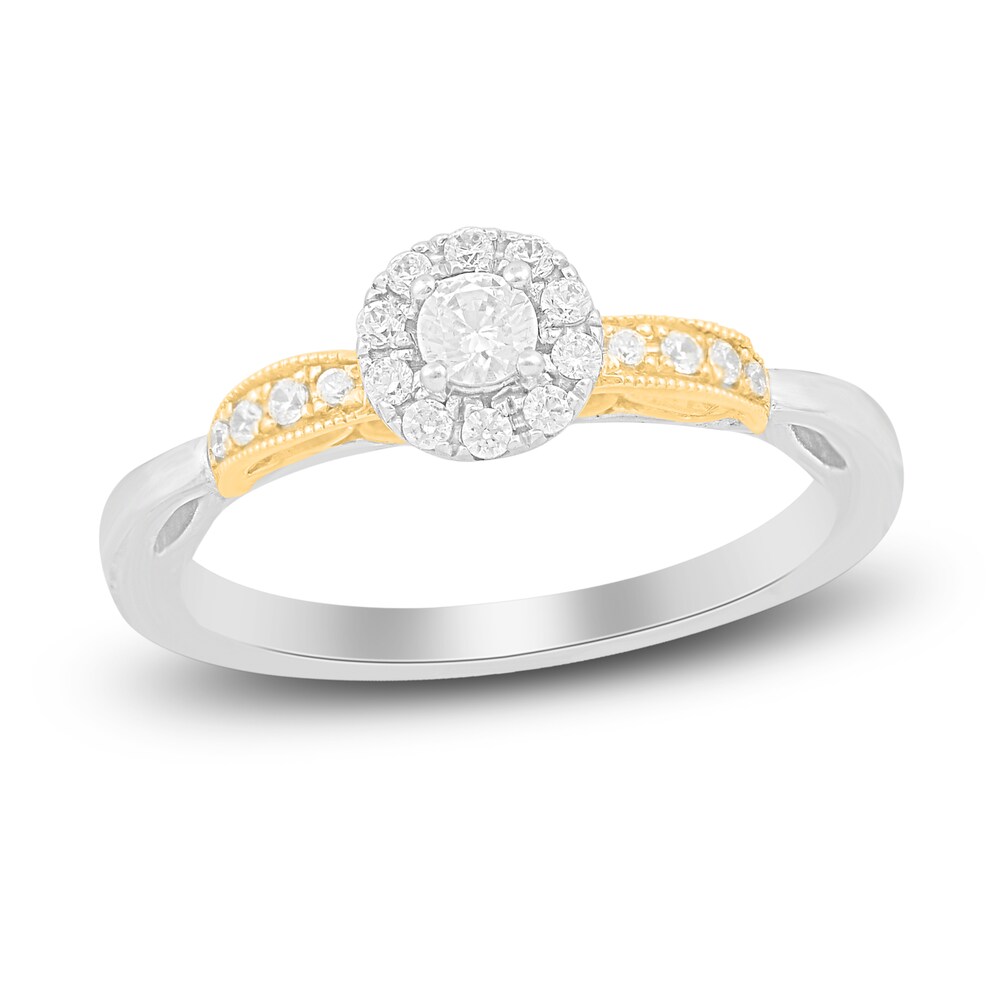 Diamond Ring 1/4 ct tw Round 14K Two-Tone Gold/Rhodium pcfTMfrQ