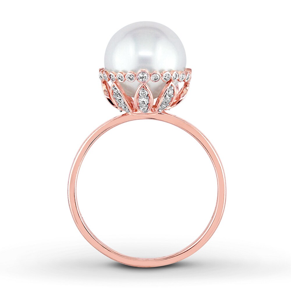Cultured Pearl Ring 1/4 ct tw Diamonds 14K Rose Gold pmsCNef5 Cultured Pearl Ring 1/4 ct tw Diamonds 14K Rose Gold pmsCNef5