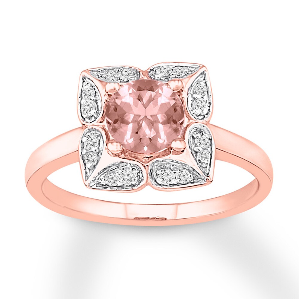 Morganite Ring Lab-Created White Sapphires 10K Rose Gold ppAD85Y6 Morganite Ring Lab-Created White Sapphires 10K Rose Gold ppAD85Y6