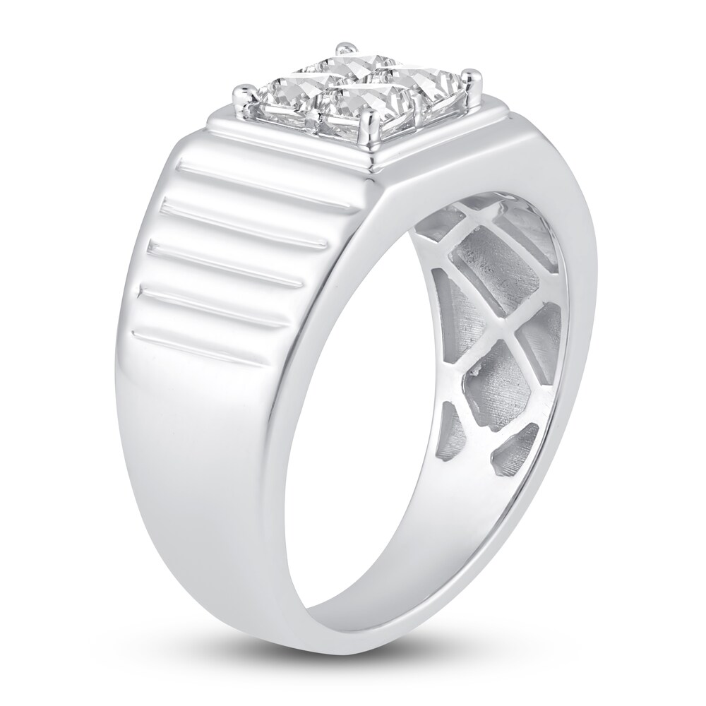 Men\'s Diamond Wedding Band 1 ct tw Princess 14K White Gold q2Fs6eZn