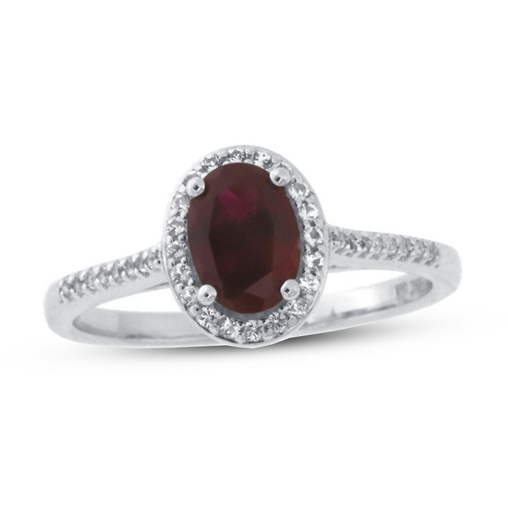 Lab-Created Ruby & White Topaz Ring 10K White Gold qGF3wMLb Lab-Created Ruby & White Topaz Ring 10K White Gold qGF3wMLb