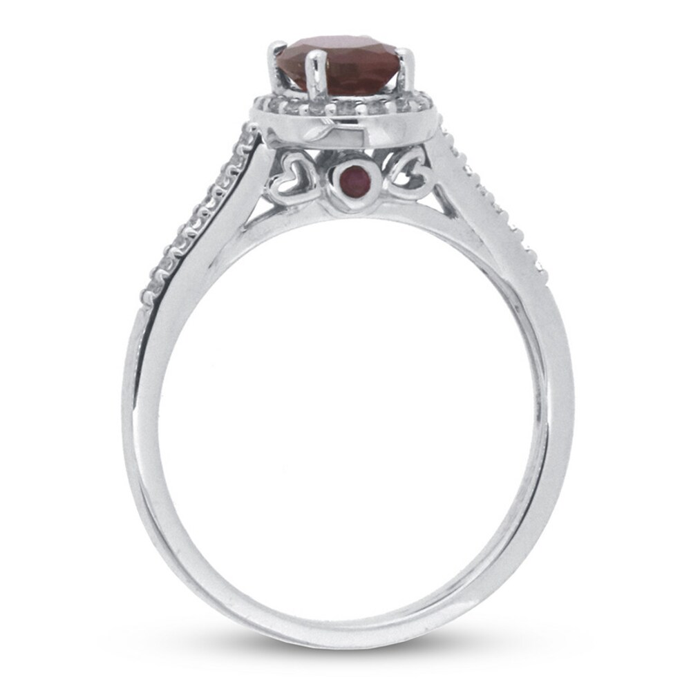 Lab-Created Ruby & White Topaz Ring 10K White Gold qGF3wMLb