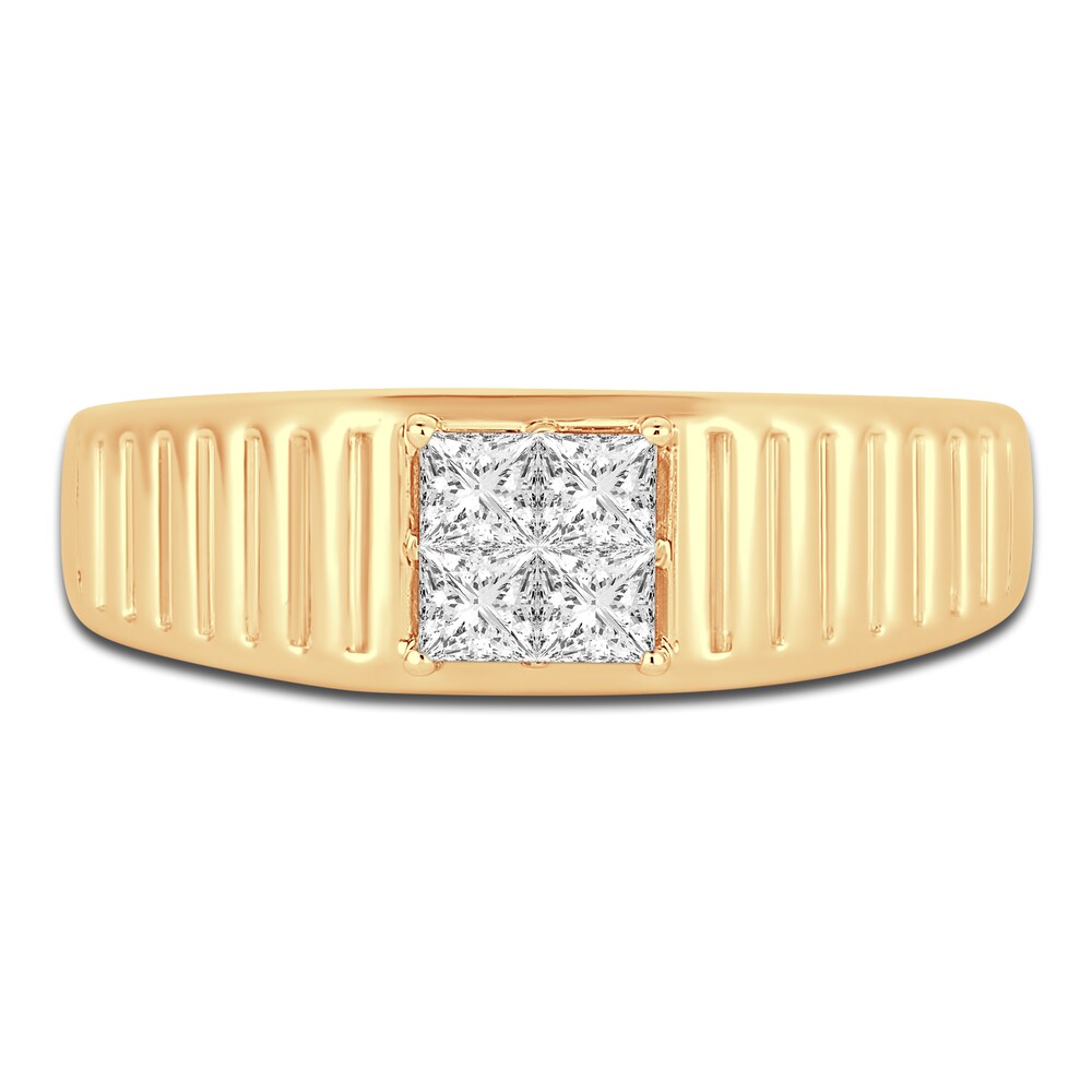 Men\'s Diamond Wedding Band 1/2 ct tw Princess 14K Yellow Gold qKWZUnWy
