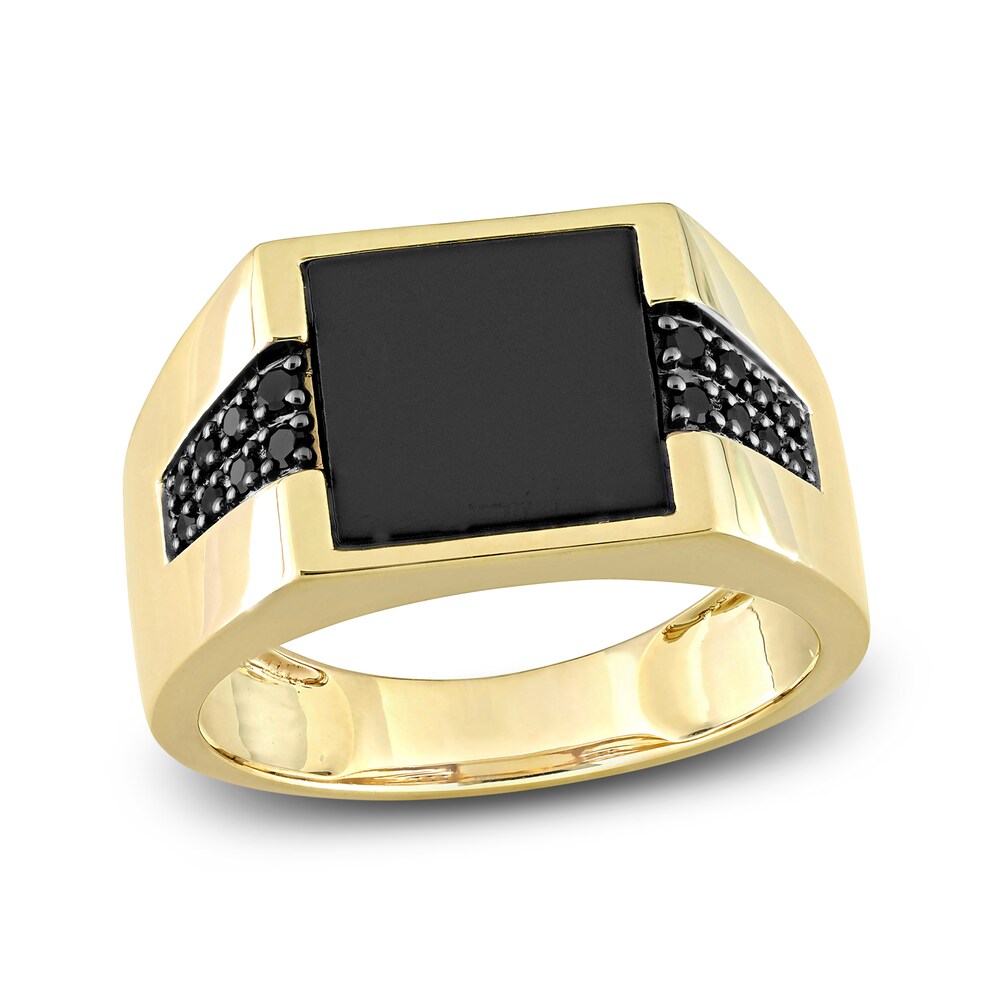 Men's Black Diamond & Natural Onyx Ring 1/6 ct tw Round 10K Yellow Gold qMnEqzJC Men's Black Diamond & Natural Onyx Ring 1/6 ct tw Round 10K Yellow Gold qMnEqzJC