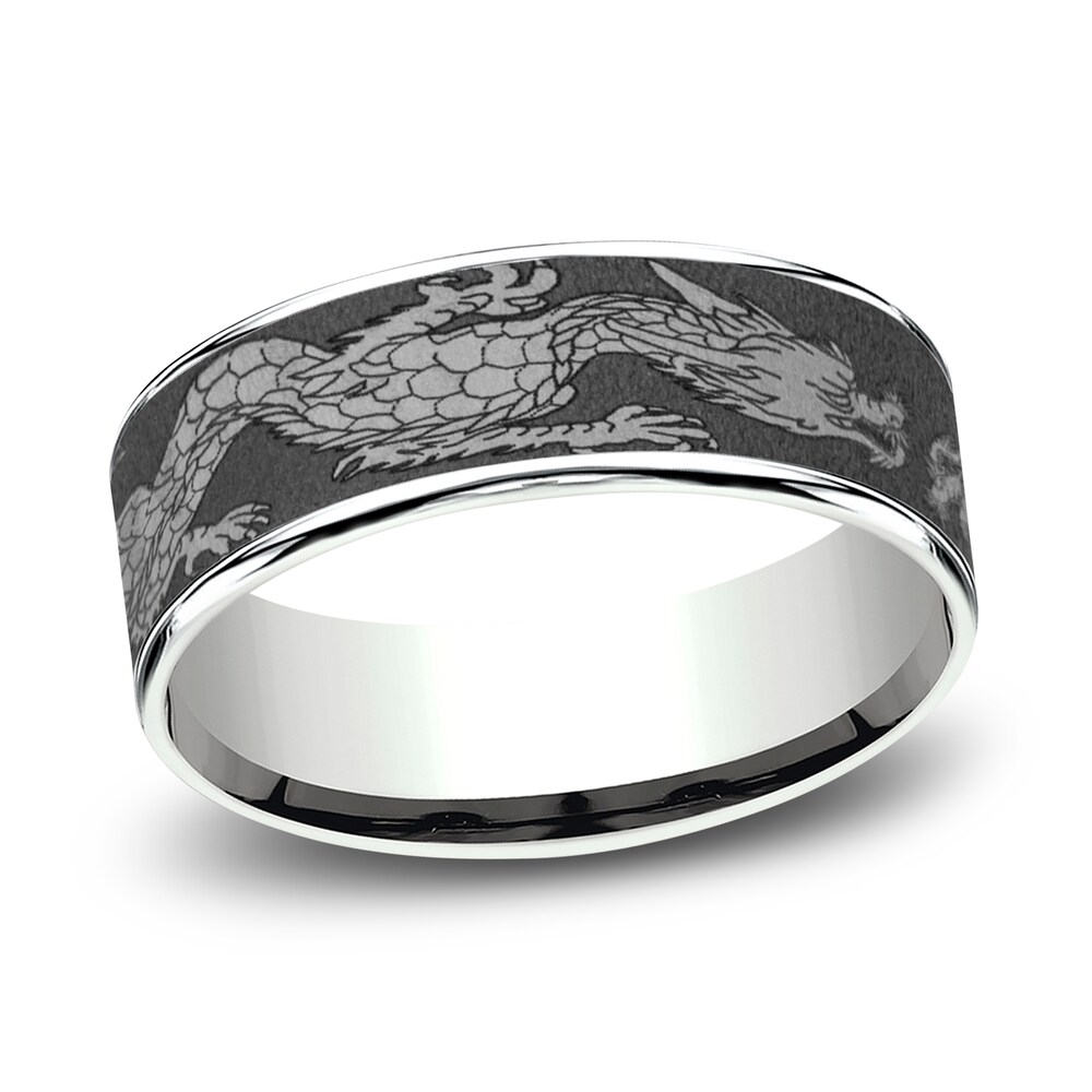 Men's Script Wedding Band 14K White Gold/Tantalum 7.5mm qSMiNrHm Men's Script Wedding Band 14K White Gold/Tantalum 7.5mm qSMiNrHm