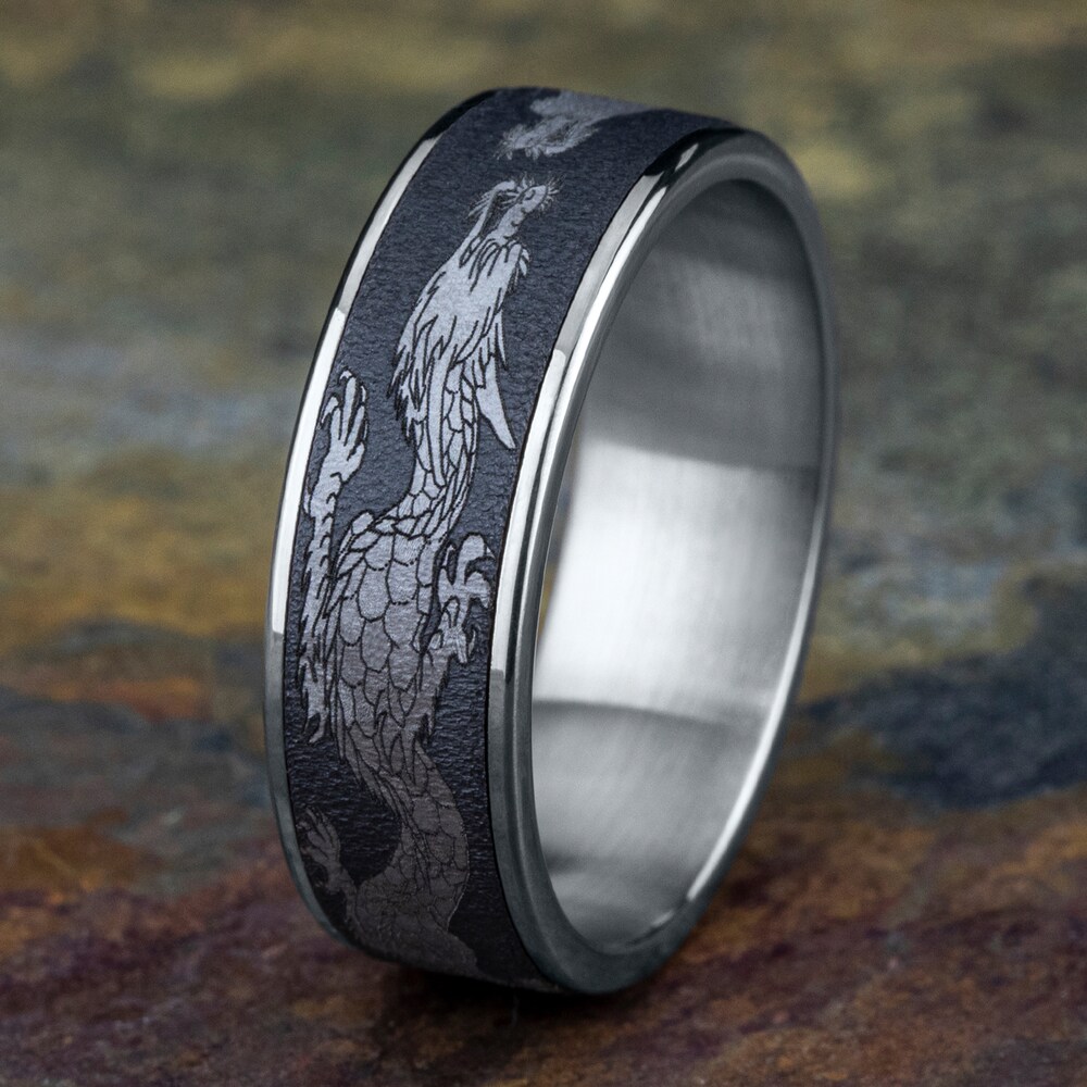 Men\'s Script Wedding Band 14K White Gold/Tantalum 7.5mm qSMiNrHm Men\'s Script Wedding Band 14K White Gold/Tantalum 7.5mm qSMiNrHm