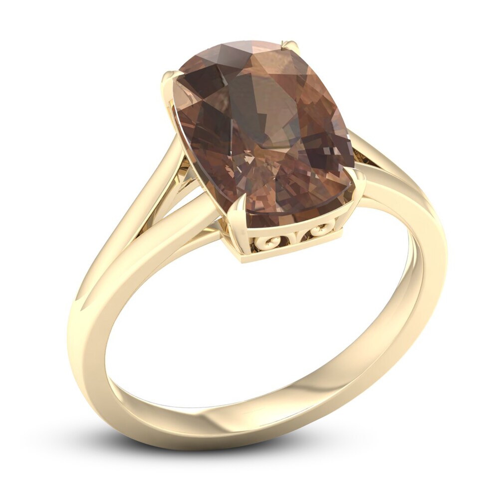 Natural Smoky Quartz Ring 14K Yellow Gold qTARUxzq Natural Smoky Quartz Ring 14K Yellow Gold qTARUxzq