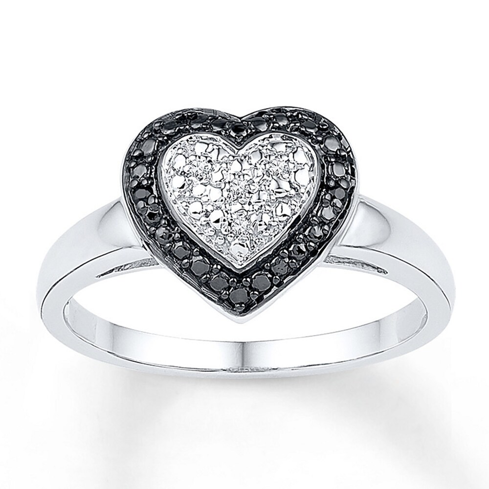 Black/White Diamond Heart Ring Sterling Silver qfwNf8KS Black/White Diamond Heart Ring Sterling Silver qfwNf8KS