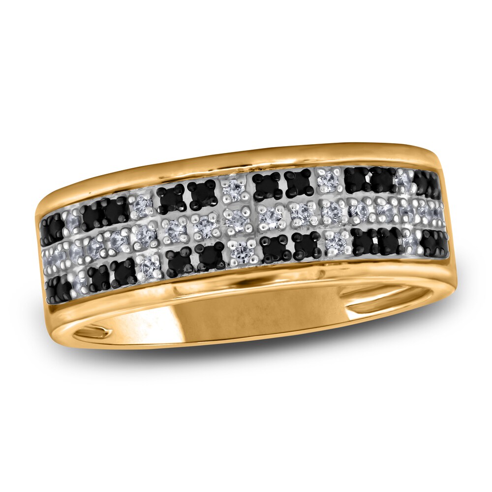 Men's Black & White Diamond Anniversary Ring 1/3 ct tw Round 14K Yellow Gold qnfF6NOX Men's Black & White Diamond Anniversary Ring 1/3 ct tw Round 14K Yellow Gold qnfF6NOX