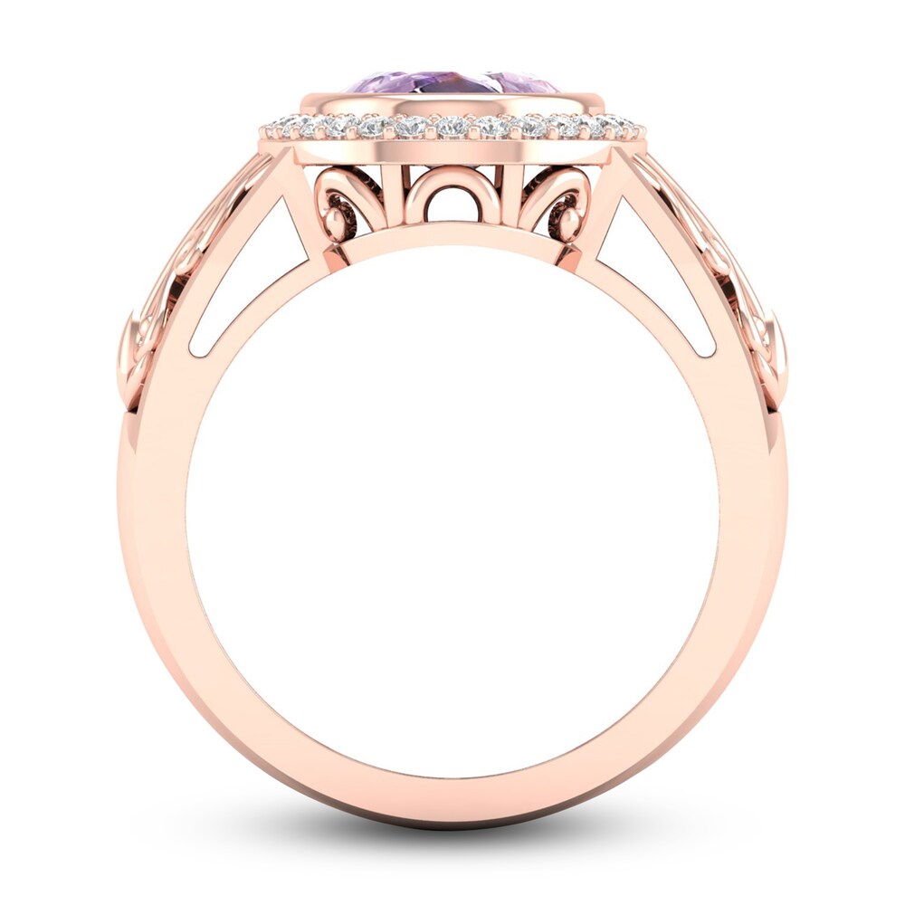 Natural Pink Quartz Ring 1/6 ct tw Diamonds 14K Rose Gold qv5XjrJN