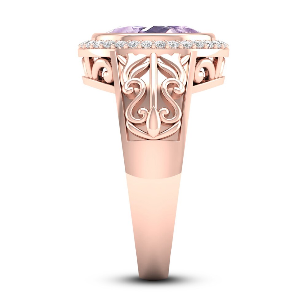 Natural Pink Quartz Ring 1/6 ct tw Diamonds 14K Rose Gold qv5XjrJN