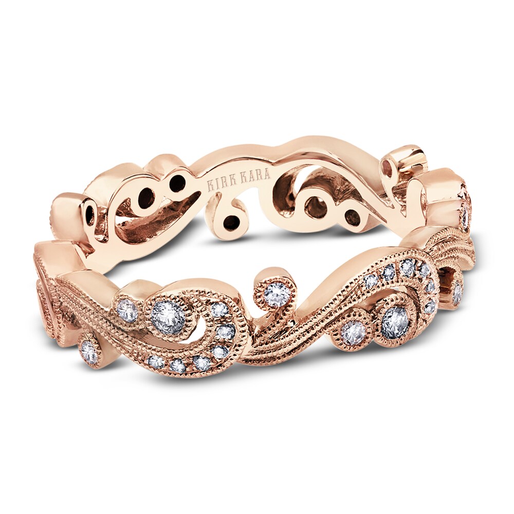 Kirk Kara Diamond Milgrain Wedding Band 1/5 ct tw Round 18K Rose Gold qwUBdI6B