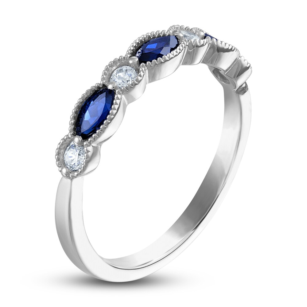 Vera Wang WISH Natural Blue Sapphire Band 1/8 ct tw Diamonds 10K White Gold qwyIgite