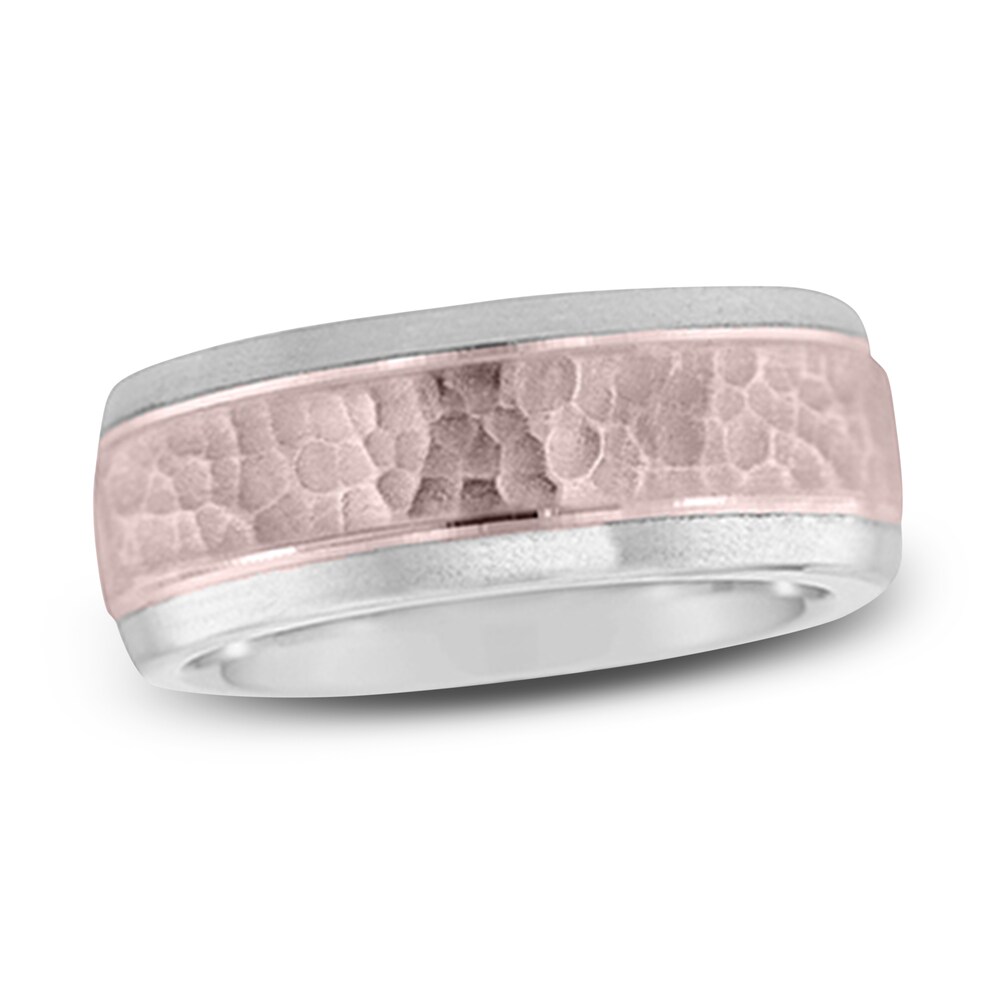 Hammered Ring 14K Two-Tone Gold 8mm qz8DenjI Hammered Ring 14K Two-Tone Gold 8mm qz8DenjI