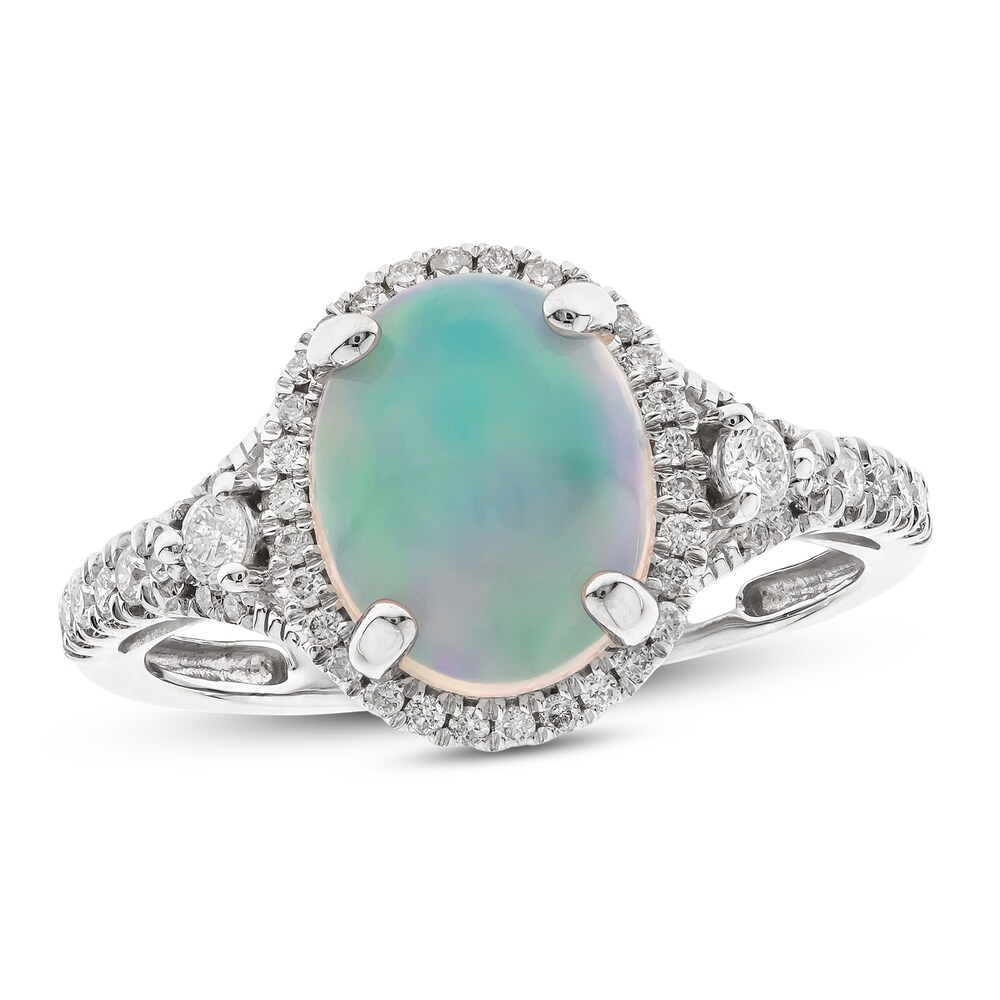 Natural Opal Ring 1/3 ct tw Diamonds 10K White Gold r26yjJ0V Natural Opal Ring 1/3 ct tw Diamonds 10K White Gold r26yjJ0V