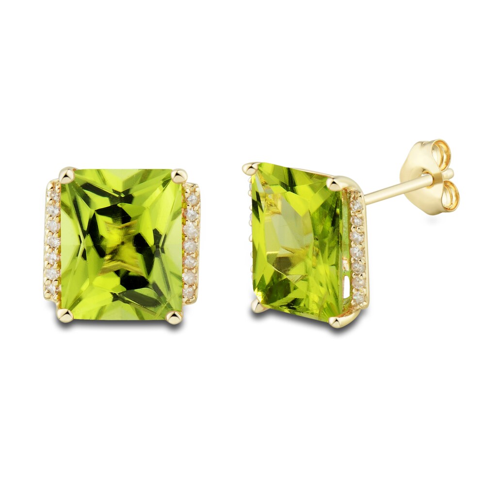 Natural Peridot Ring, Earring & Necklace Set 1/5 ct tw Diamonds 10K Yellow Gold rJTYyyLZ