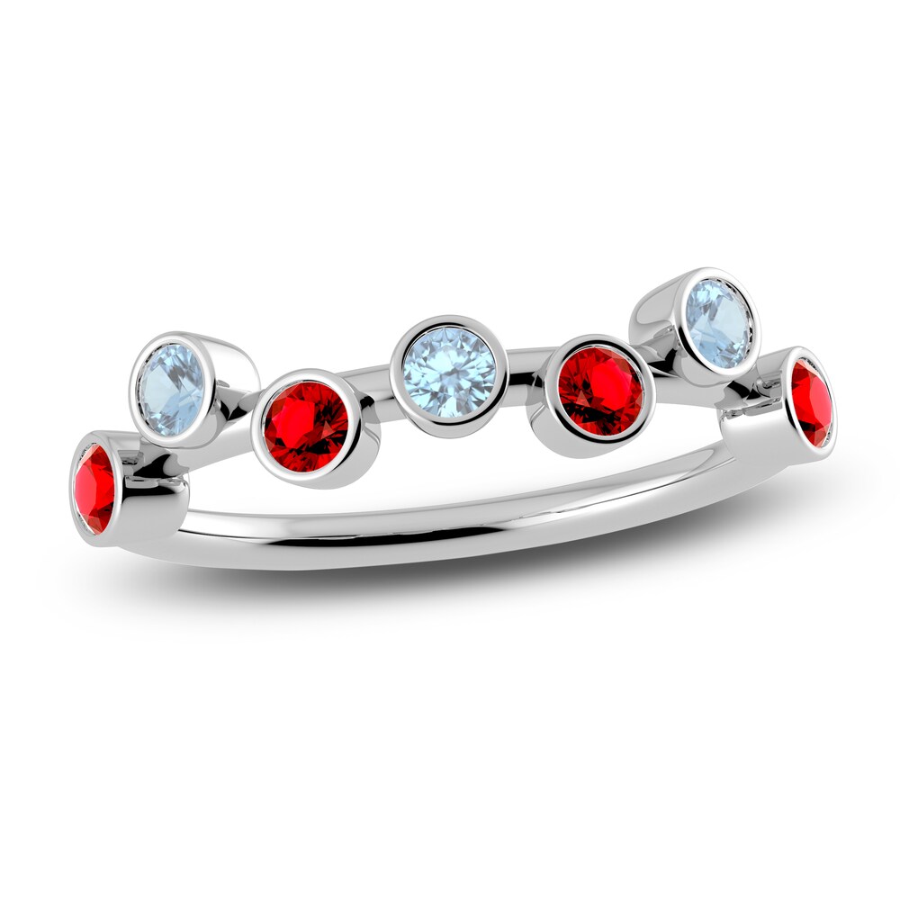 Juliette Maison Natural Aquamarine & Natural Ruby Ring 10K White Gold rJo9Hton