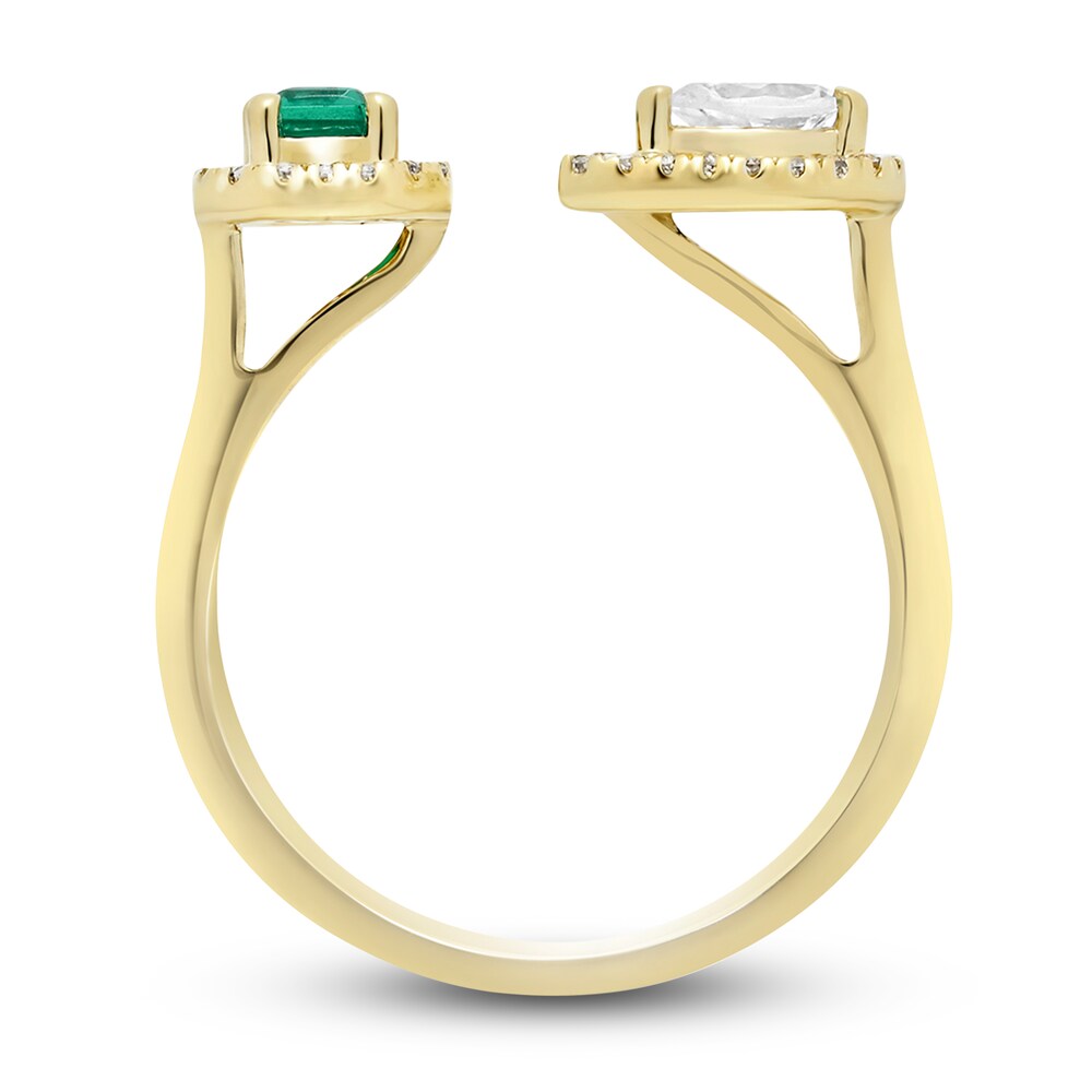 Lab-Created Emerald & Lab-Created White Sapphire Ring 10K Yellow Gold rNNsJCfv Lab-Created Emerald & Lab-Created White Sapphire Ring 10K Yellow Gold rNNsJCfv