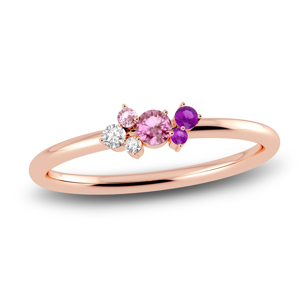 Juliette Maison Natural Pink Tourmaline, Amethyst. White Sapphire Constellation Ring 10K Rose Gold rYuLL8KJ Juliette Maison Natural Pink Tourmaline, Amethyst. White Sapphire Constellation Ring 10K Rose Gold rYuLL8KJ