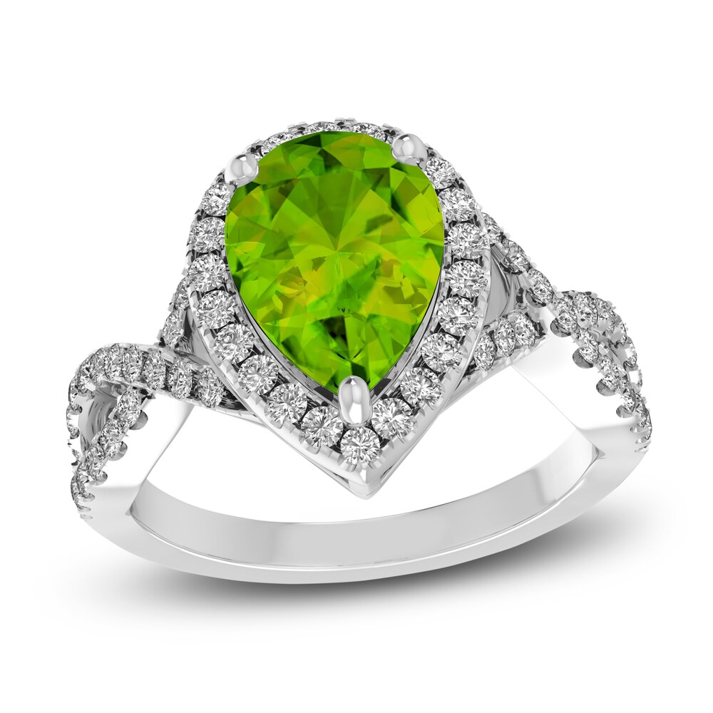 Natural Peridot & Natural White Topaz Ring 10K White Gold rbw6zxrH Natural Peridot & Natural White Topaz Ring 10K White Gold rbw6zxrH