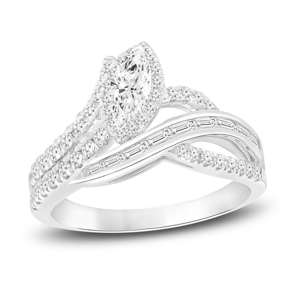 Diamond Ring 1 ct tw Marquise/Round/Baguette 14K White Gold rc4Vlh1r Diamond Ring 1 ct tw Marquise/Round/Baguette 14K White Gold rc4Vlh1r
