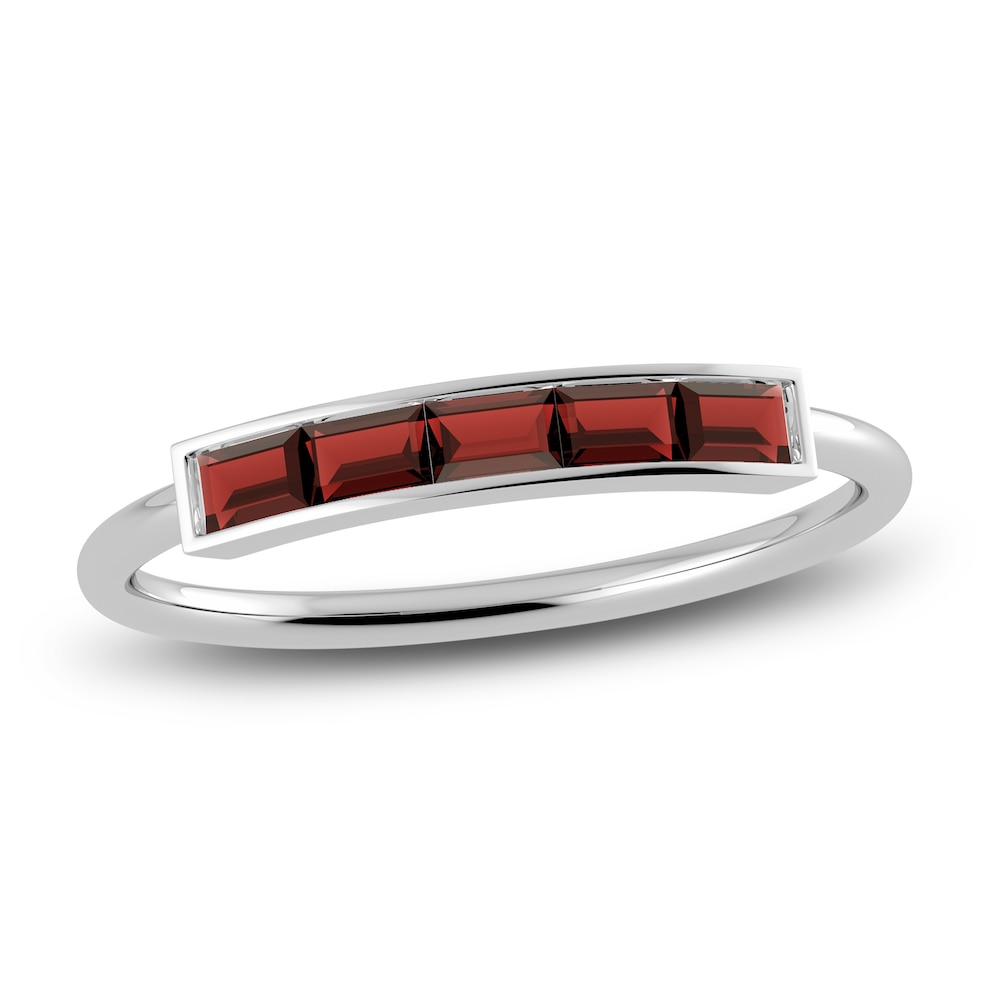Juliette Maison Natural Garnet Baguette Bar Ring 10K White Gold ruNRvLoD