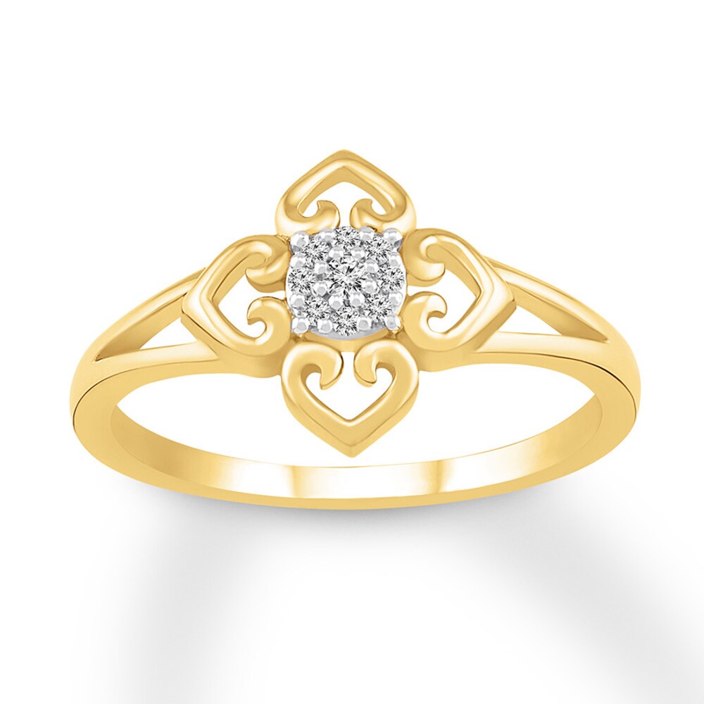 Diamond Flower Ring 1/20 carat tw 10K Yellow Gold s5prEAA1 Diamond Flower Ring 1/20 carat tw 10K Yellow Gold s5prEAA1