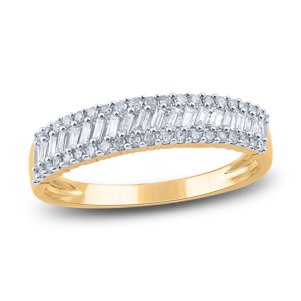 Diamond Slant Anniversary Band 1/2 ct tw Baguette/Round 14K Yellow Gold s7OzOe7q Diamond Slant Anniversary Band 1/2 ct tw Baguette/Round 14K Yellow Gold s7OzOe7q