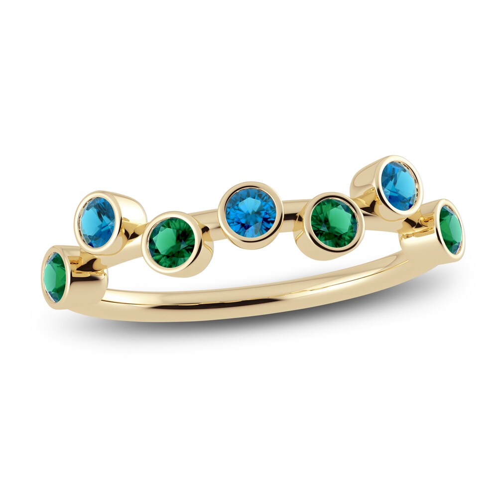 Juliette Maison Natural Blue Zircon & Natural Emerald Ring 10K Yellow Gold s9IussBY Juliette Maison Natural Blue Zircon & Natural Emerald Ring 10K Yellow Gold s9IussBY