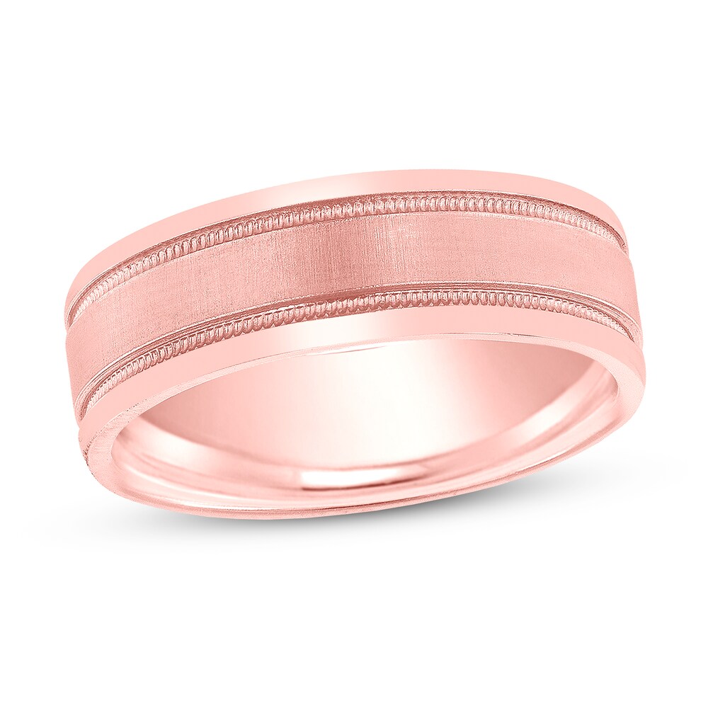Men\'s Satin Wedding Band 14K Rose Gold 7mm sCr1YS6O