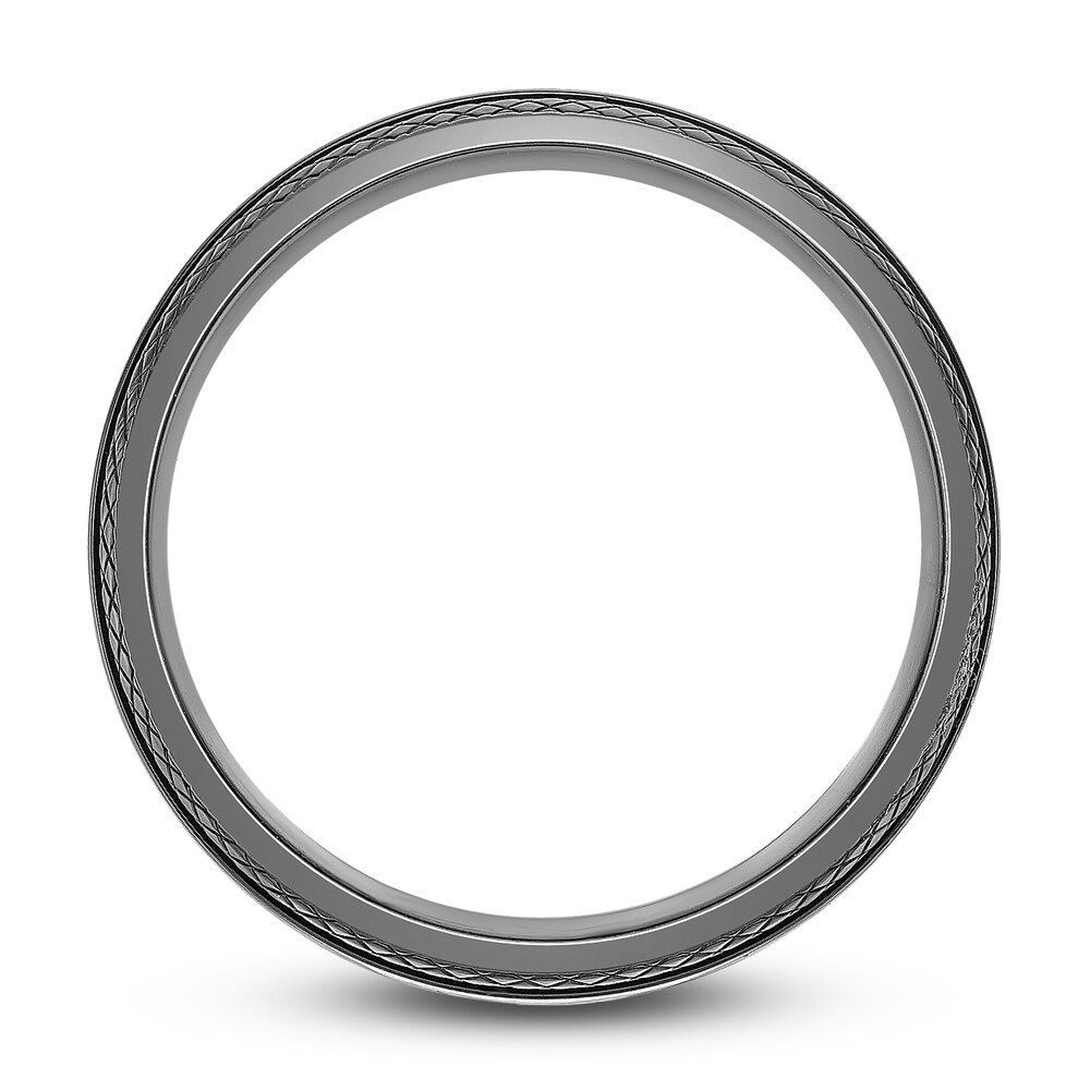 Men\'s Checkered Edge Wedding Band Black Zirconium 8.0mm sOTX4toJ Men\'s Checkered Edge Wedding Band Black Zirconium 8.0mm sOTX4toJ