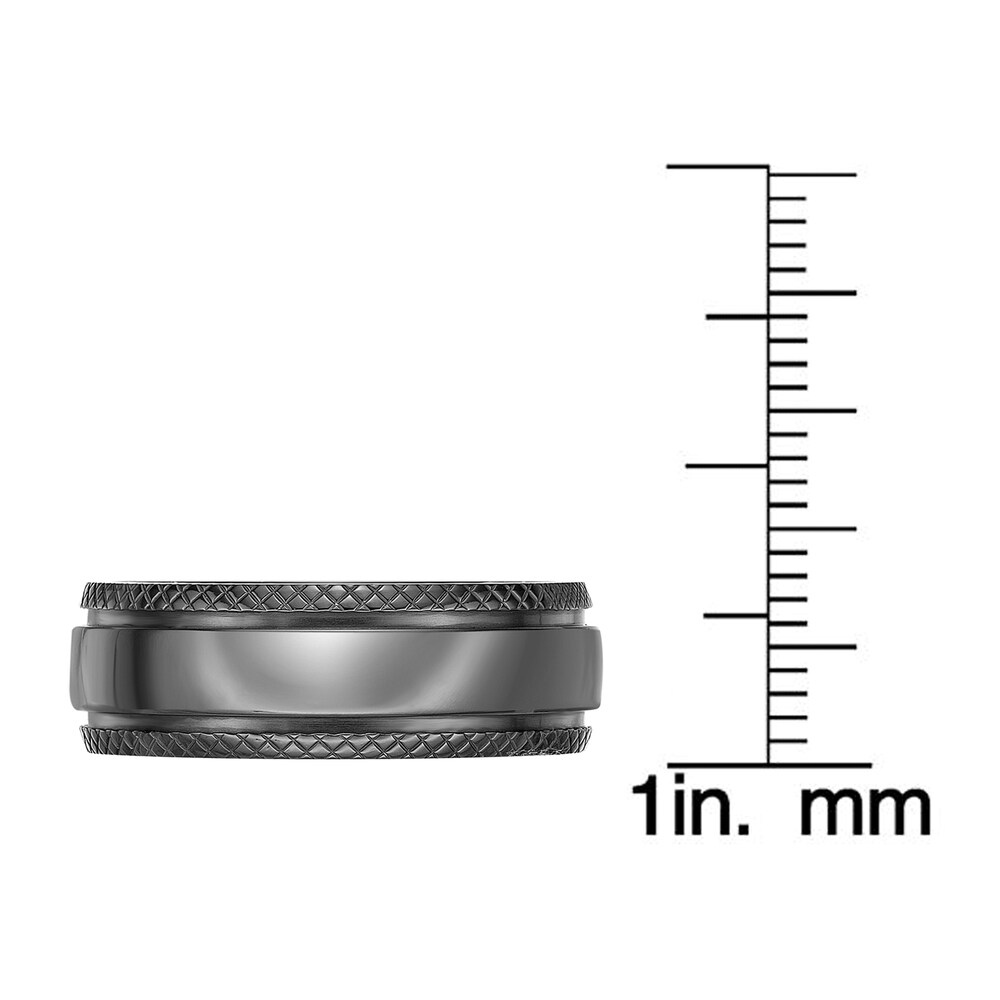 Men\'s Checkered Edge Wedding Band Black Zirconium 8.0mm sOTX4toJ Men\'s Checkered Edge Wedding Band Black Zirconium 8.0mm sOTX4toJ