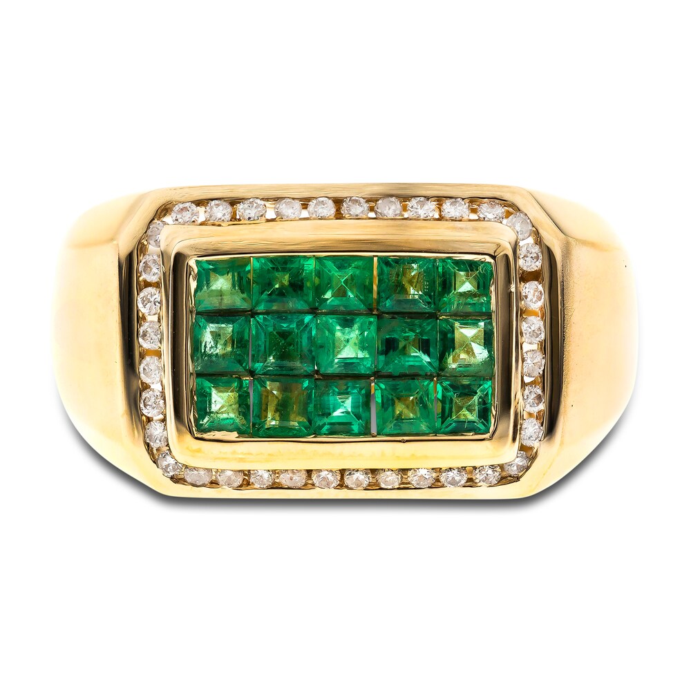 Natural Emerald Ring 1/5 ct tw Diamonds 14K Yellow Gold sXcdQxae Natural Emerald Ring 1/5 ct tw Diamonds 14K Yellow Gold sXcdQxae