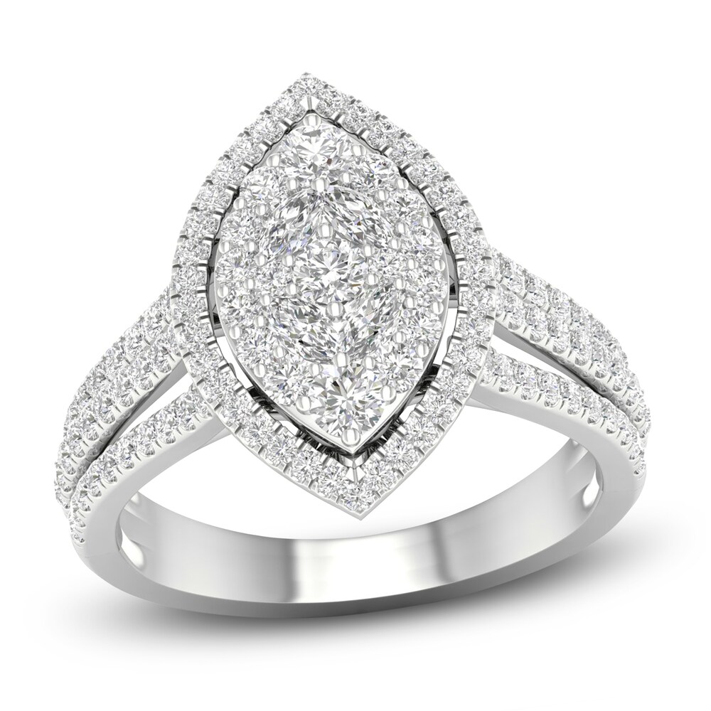 Diamond Ring 1 ct tw Marquise/Round 14K White Gold sfU0jOsK
