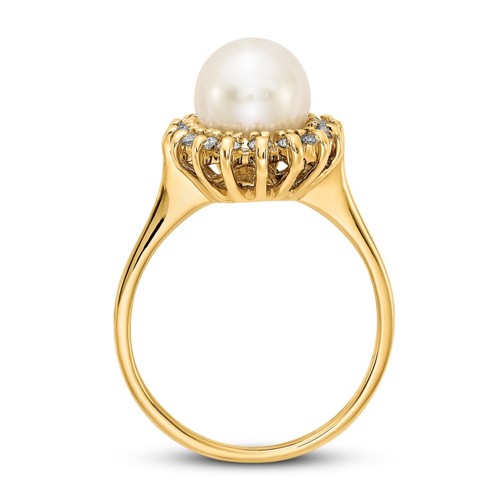 Cultured Freshwater Pearl Ring 1/4 ct tw Diamond 14K Yellow Gold sk1NGFti Cultured Freshwater Pearl Ring 1/4 ct tw Diamond 14K Yellow Gold sk1NGFti