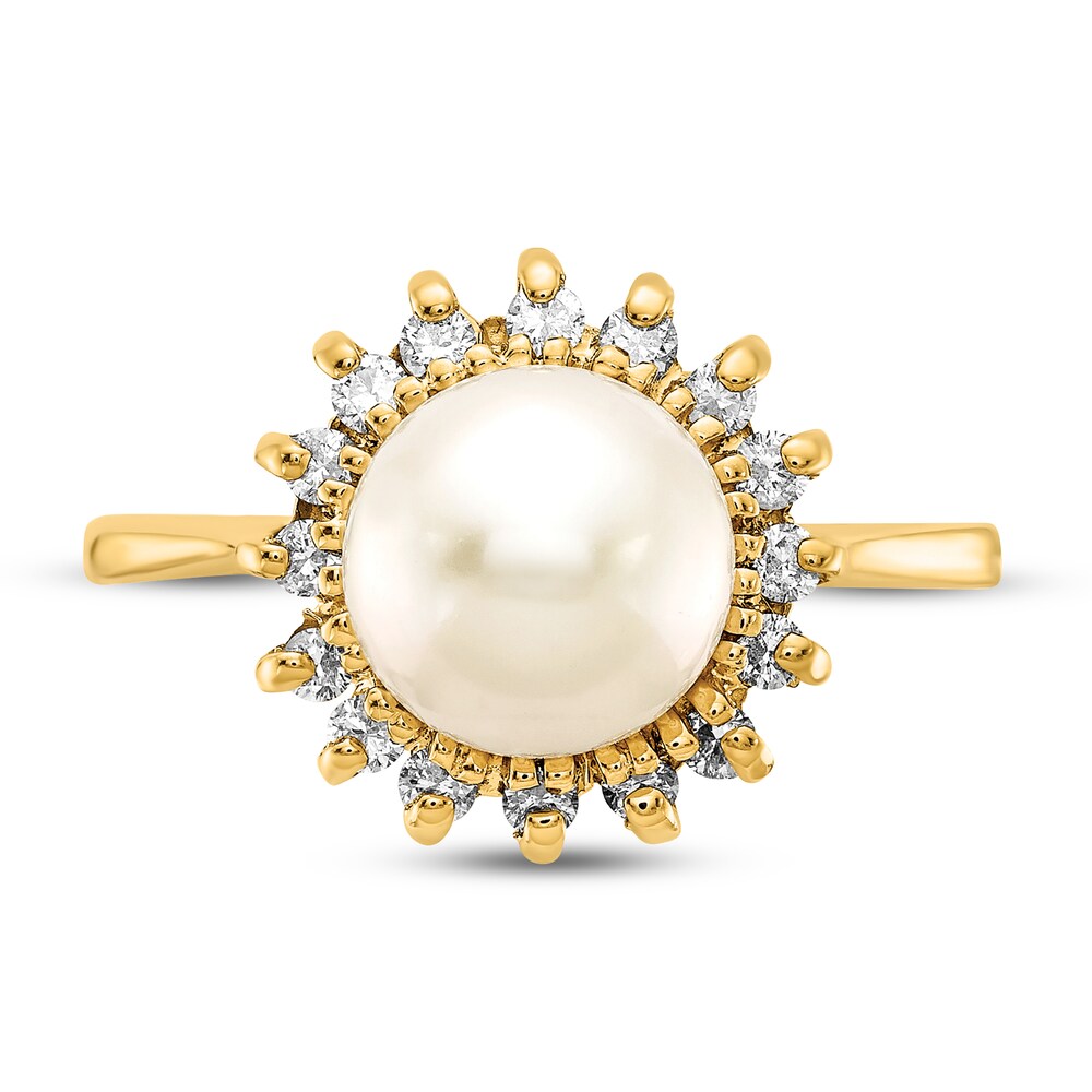 Cultured Freshwater Pearl Ring 1/4 ct tw Diamond 14K Yellow Gold sk1NGFti Cultured Freshwater Pearl Ring 1/4 ct tw Diamond 14K Yellow Gold sk1NGFti