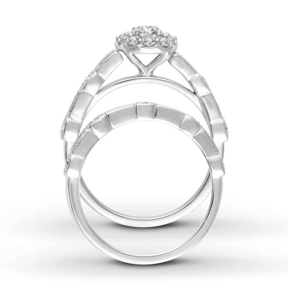 Diamond Bridal Set 1-1/5 ct tw Round/Baguette 14K White Gold swjzaauo Diamond Bridal Set 1-1/5 ct tw Round/Baguette 14K White Gold swjzaauo