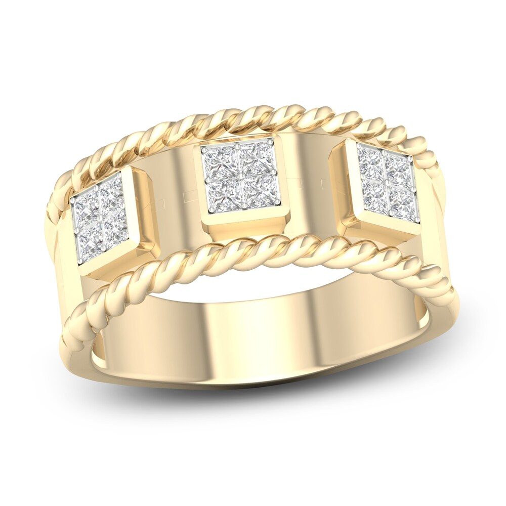 Men's Diamond Ring 1/2 ct tw Princess 10K Yellow Gold t7mteehs Men's Diamond Ring 1/2 ct tw Princess 10K Yellow Gold t7mteehs