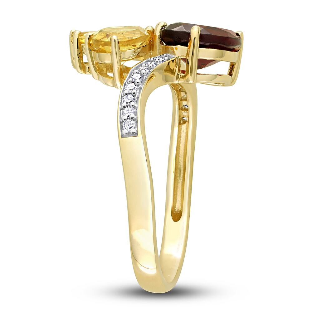 Natural Citrine & Natural Garnet Ring 1/10 ct tw Diamonds 14K Yellow Gold tCXp6PCy Natural Citrine & Natural Garnet Ring 1/10 ct tw Diamonds 14K Yellow Gold tCXp6PCy