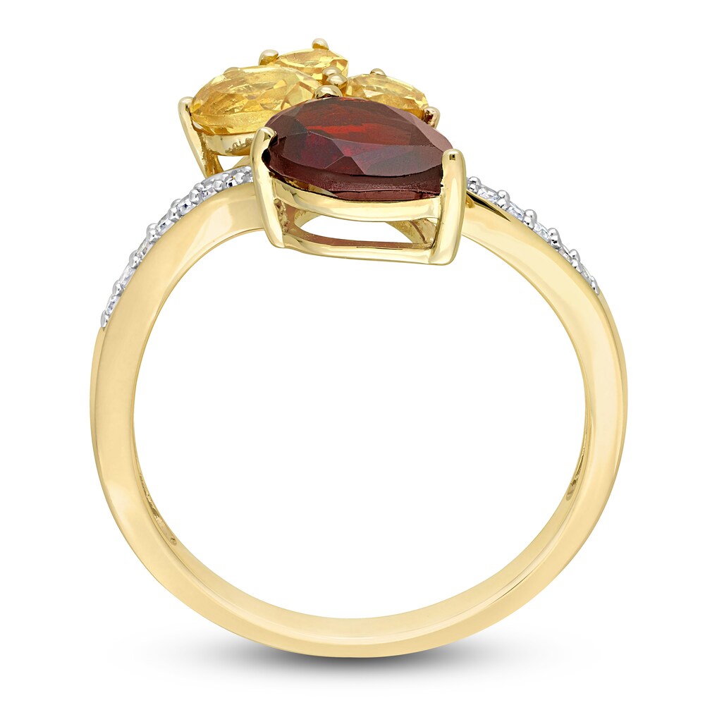 Natural Citrine & Natural Garnet Ring 1/10 ct tw Diamonds 14K Yellow Gold tCXp6PCy Natural Citrine & Natural Garnet Ring 1/10 ct tw Diamonds 14K Yellow Gold tCXp6PCy