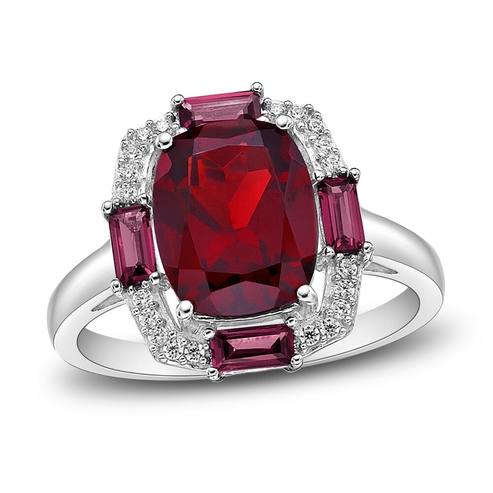 Natural Garnet Ring 1/10 ct tw Diamonds 10K White Gold tHG8R3Qk Natural Garnet Ring 1/10 ct tw Diamonds 10K White Gold tHG8R3Qk