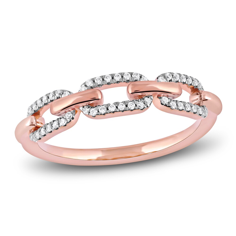 Diamond Oval Link Ring 1/6 ct tw Round 14K Rose Gold tX70W83n Diamond Oval Link Ring 1/6 ct tw Round 14K Rose Gold tX70W83n