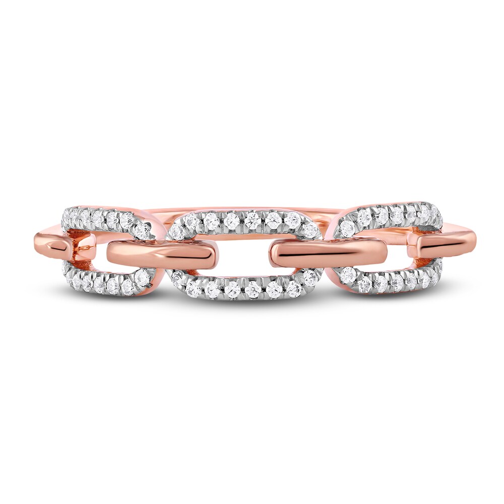 Diamond Oval Link Ring 1/6 ct tw Round 14K Rose Gold tX70W83n Diamond Oval Link Ring 1/6 ct tw Round 14K Rose Gold tX70W83n