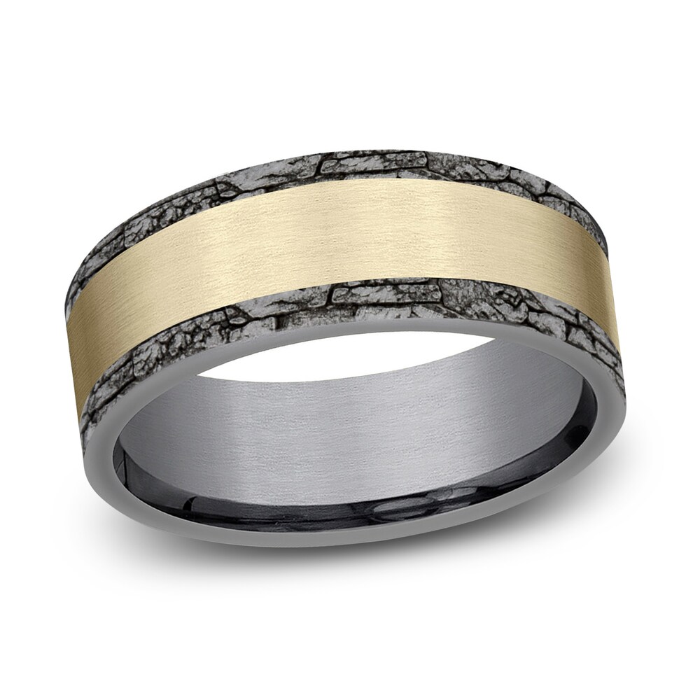 Rock Wedding Band 14K Yellow Gold/Gray Tantalum 8.0mm tZusNJyH Rock Wedding Band 14K Yellow Gold/Gray Tantalum 8.0mm tZusNJyH