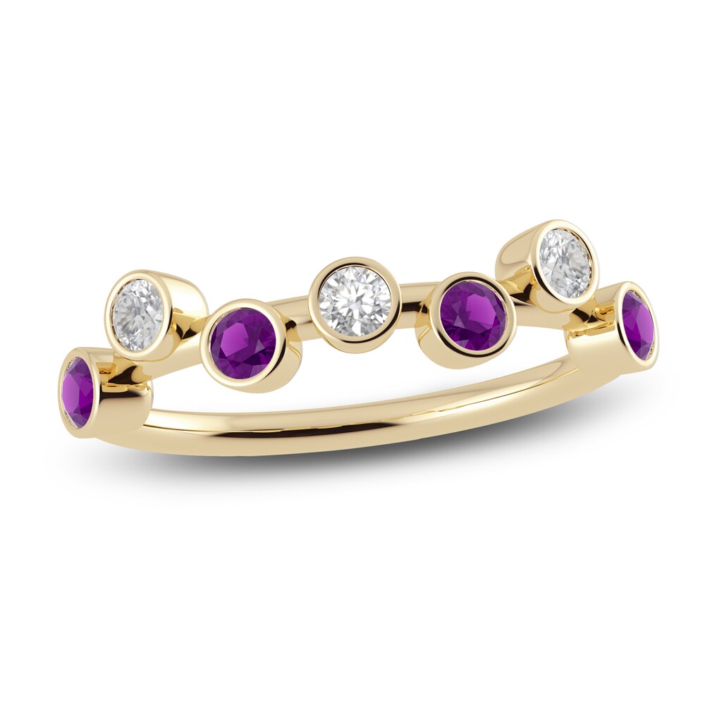Juliette Maison Natural Amethyst & Natural White Sapphire Ring 10K Yellow Gold tbkITosN Juliette Maison Natural Amethyst & Natural White Sapphire Ring 10K Yellow Gold tbkITosN