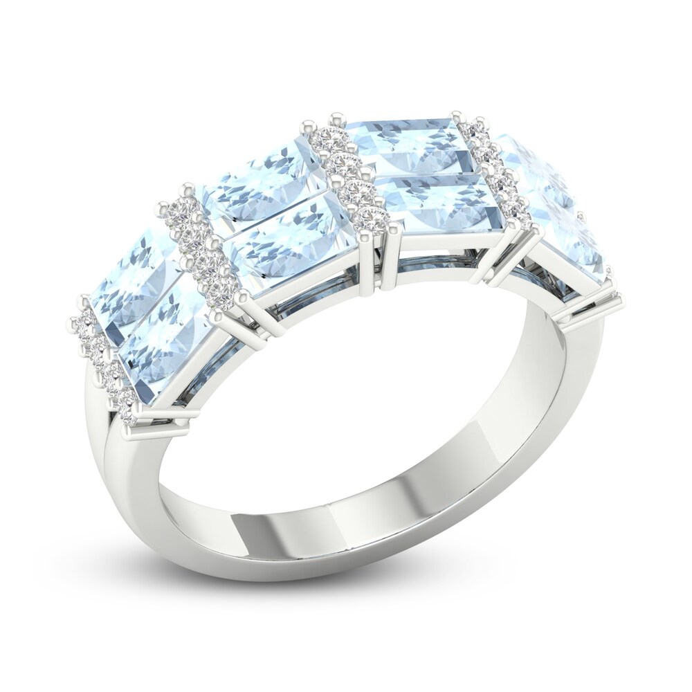 Natural Aquamarine Ring 1/5 ct tw Diamonds 10K White Gold tiL5Zgrs Natural Aquamarine Ring 1/5 ct tw Diamonds 10K White Gold tiL5Zgrs