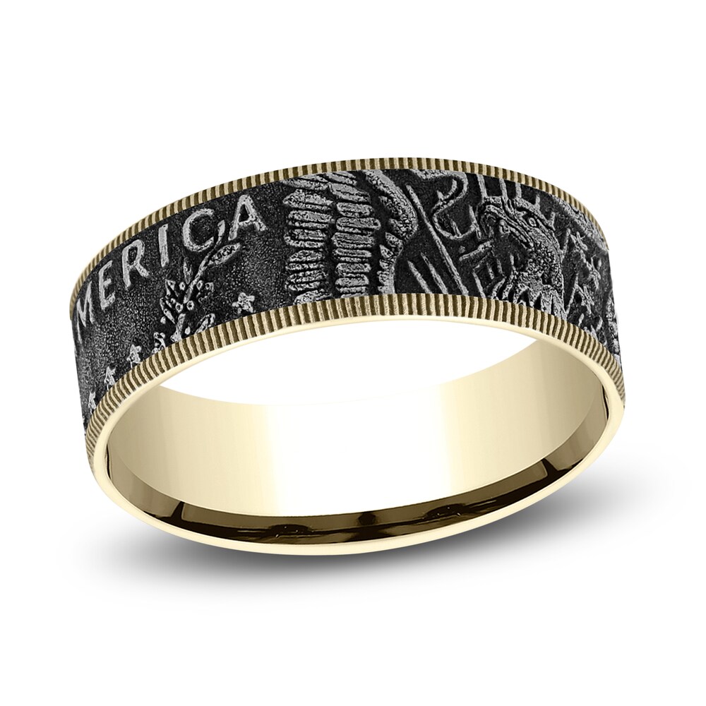 Coin Wedding Band Tantalum/14K Yellow Gold 7.5mm tslaSjfS