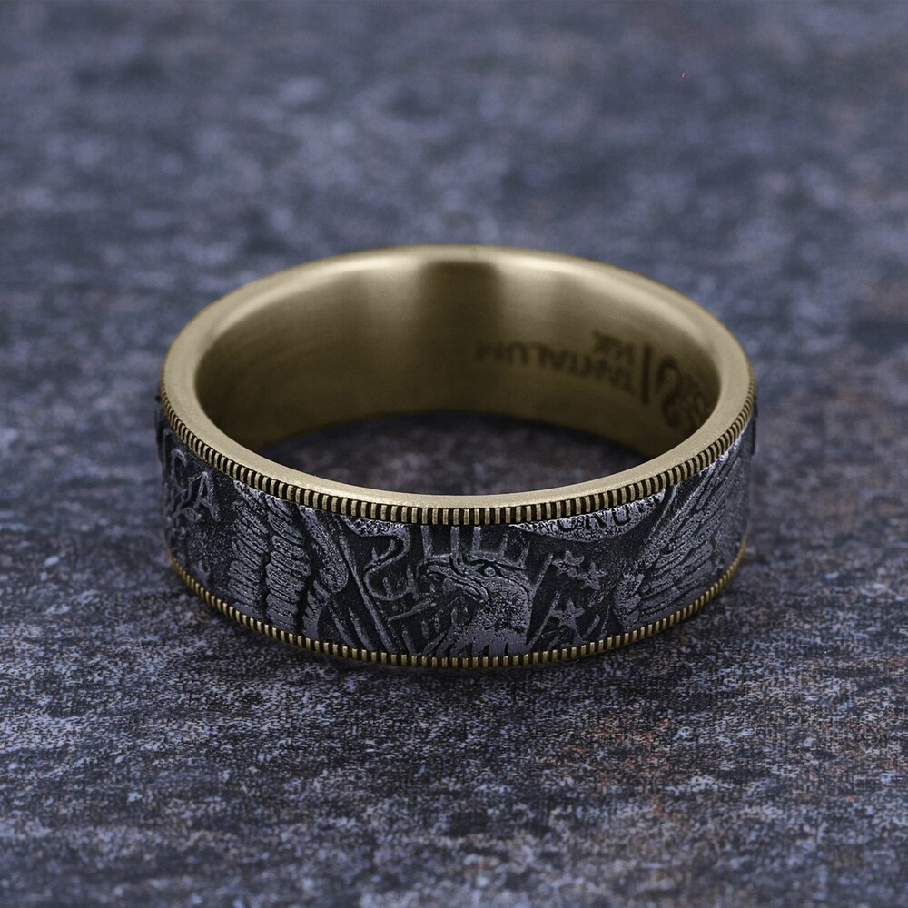 Coin Wedding Band Tantalum/14K Yellow Gold 7.5mm tslaSjfS